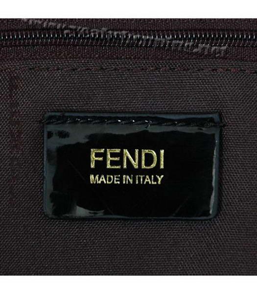 Fendi Canvas Shoulder Bag with Double Color Patent Leather Trim-3