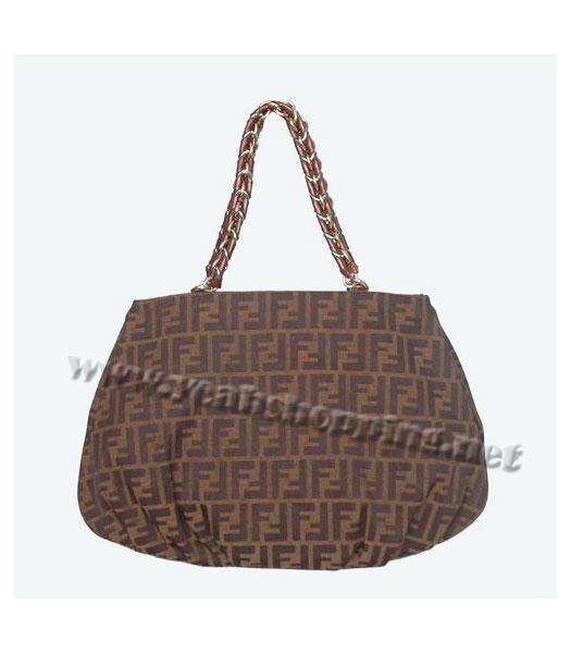 Fendi Canvas Tassel Handbag with Coffee Leather Trim-2