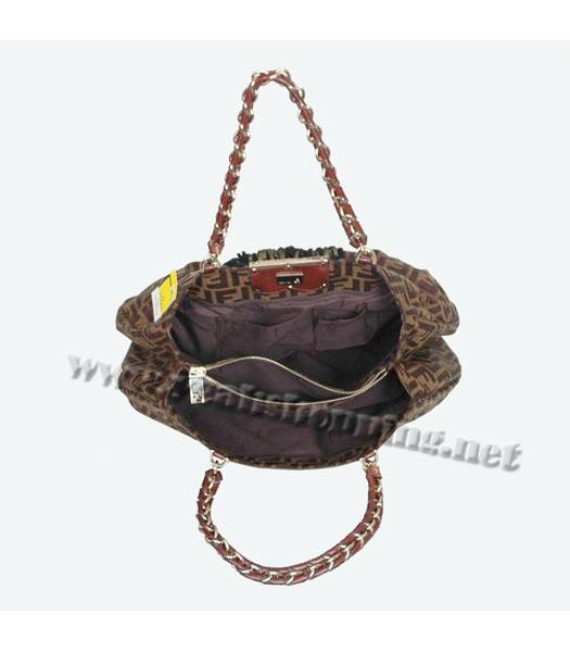 Fendi Canvas Tassel Handbag with Coffee Leather Trim-5