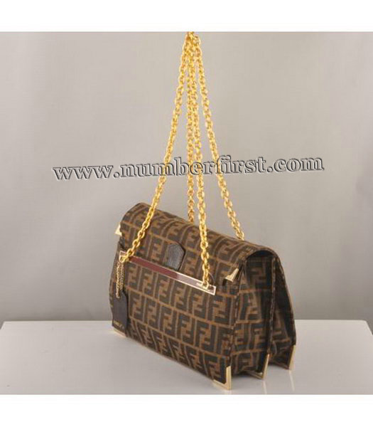 Fendi Canvas with Coffee Leather Chain Bag-1