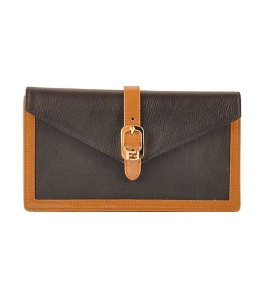 Fendi Chameleon Envelope Black Imported Leather Clutch
