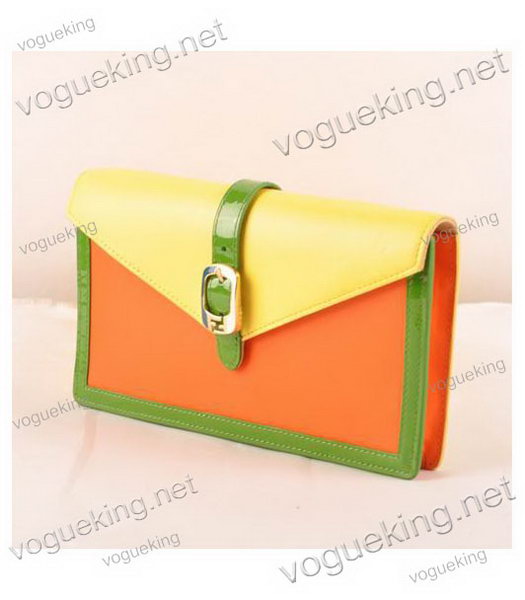 Fendi Chameleon Envelope Lemon YellowOrange Imported Leather Clutch-1