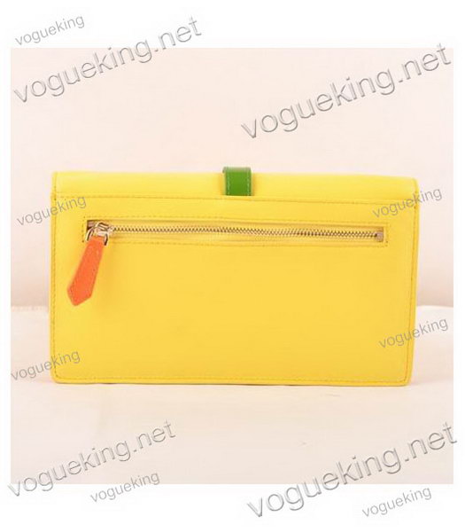 Fendi Chameleon Envelope Lemon YellowOrange Imported Leather Clutch-2
