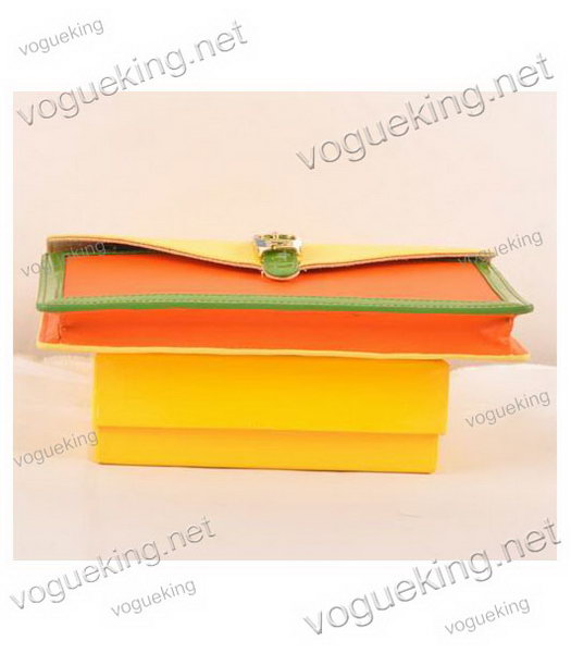 Fendi Chameleon Envelope Lemon YellowOrange Imported Leather Clutch-3