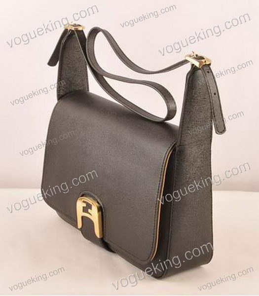 Fendi Chameleon Medium Saddle Messenger Bag With Black Calfskin Leather-1