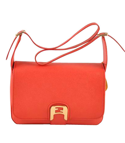 Fendi Chameleon Medium Saddle Messenger Bag With Red Calfskin Leather