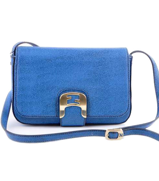 Fendi Chameleon Small Saddle Messenger Bag With Blue Caviar Leather