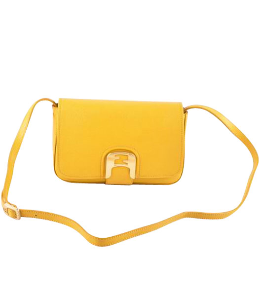Fendi Chameleon Small Saddle Messenger Bag With Yellow Calfskin Leather