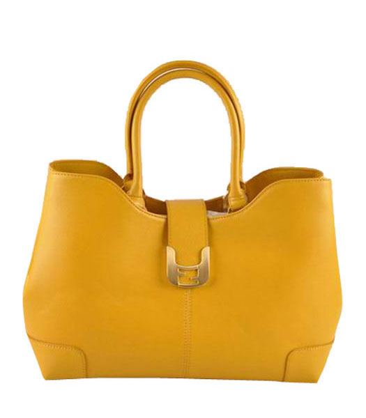 Fendi Chameleon Yellow Calfskin Leather Tote Bag