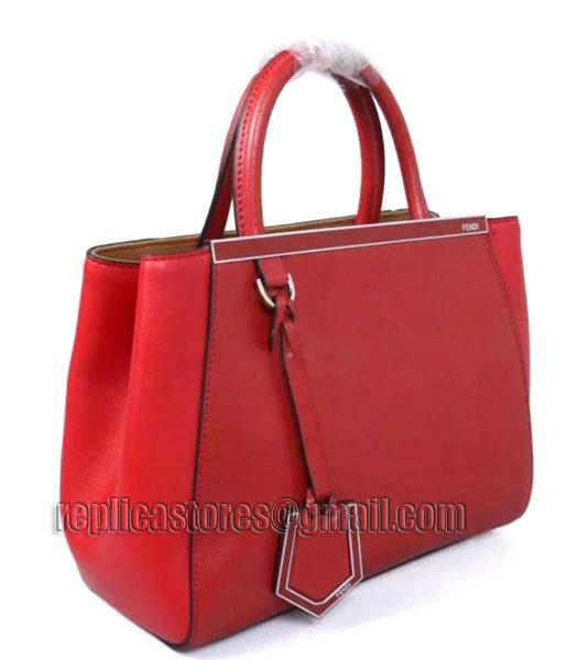Fendi Classic Cow Leather Tote Bag Red Silver Metal-1