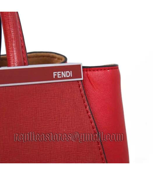 Fendi Classic Cow Leather Tote Bag Red Silver Metal-2
