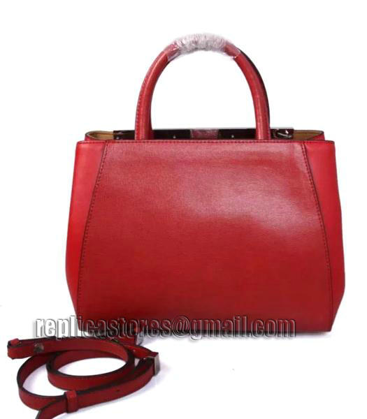 Fendi Classic Cow Leather Tote Bag Red Silver Metal-3