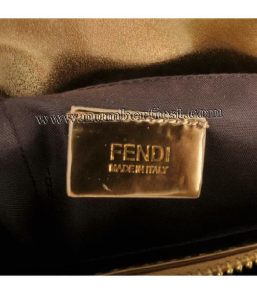 Fendi Classico Embossed Patent Leather Tote Bag Golden-6
