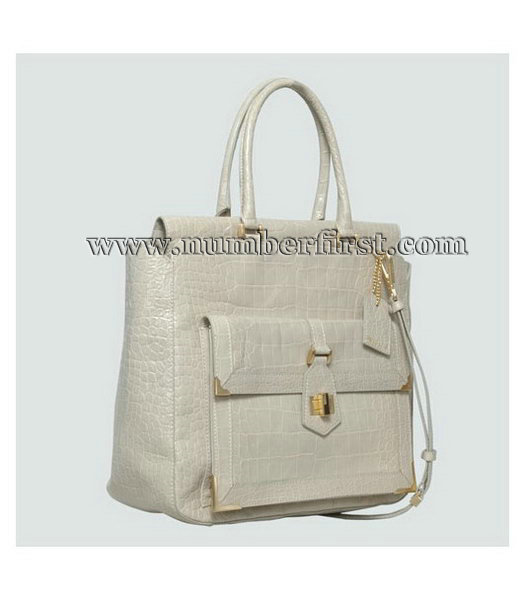 Fendi Classico No. 3 Croco Veins Shopper Large Handbag Earth Yellow-1