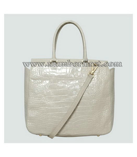 Fendi Classico No. 3 Croco Veins Shopper Large Handbag Earth Yellow-2