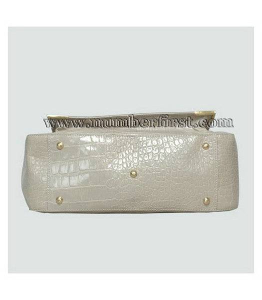 Fendi Classico No. 3 Croco Veins Shopper Large Handbag Earth Yellow-3