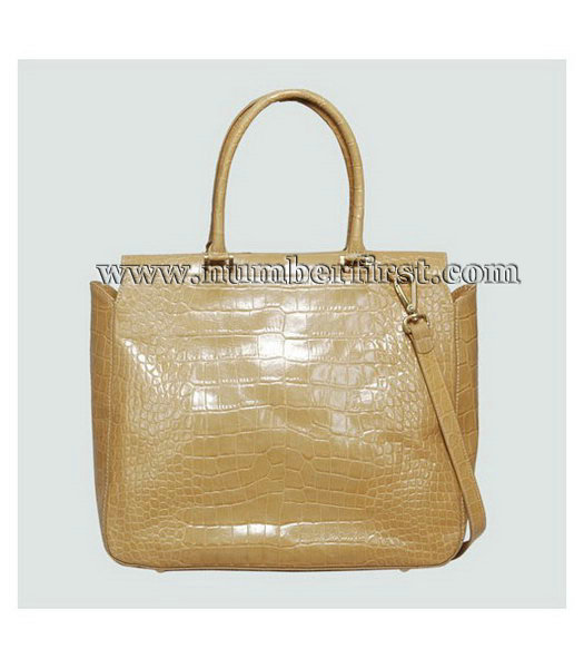 Fendi Classico No. 3 Croco Veins Shopper Large Handbag Offwhite-2