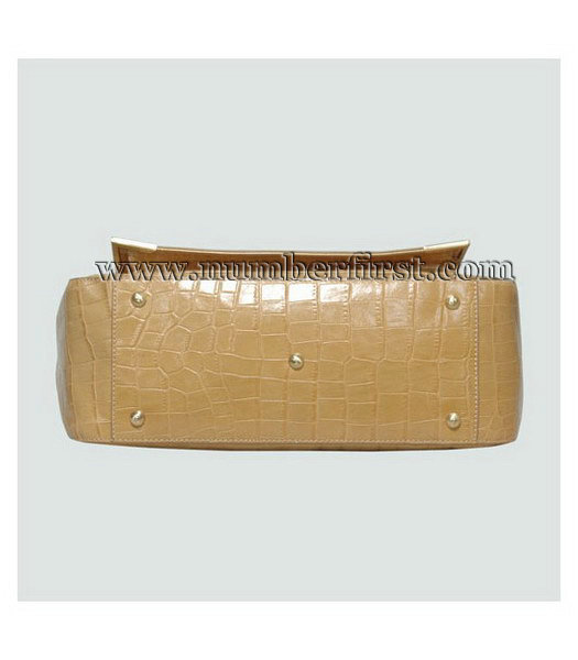 Fendi Classico No. 3 Croco Veins Shopper Large Handbag Offwhite-3