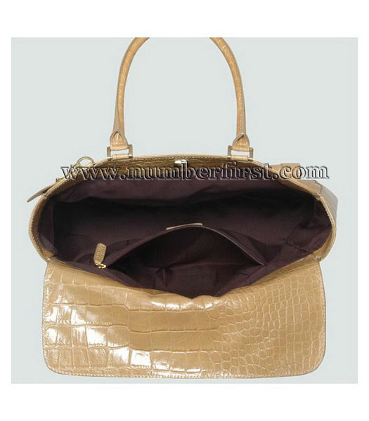 Fendi Classico No. 3 Croco Veins Shopper Large Handbag Offwhite-4