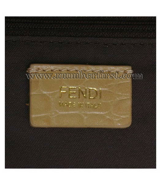Fendi Classico No. 3 Croco Veins Shopper Large Handbag Offwhite-5