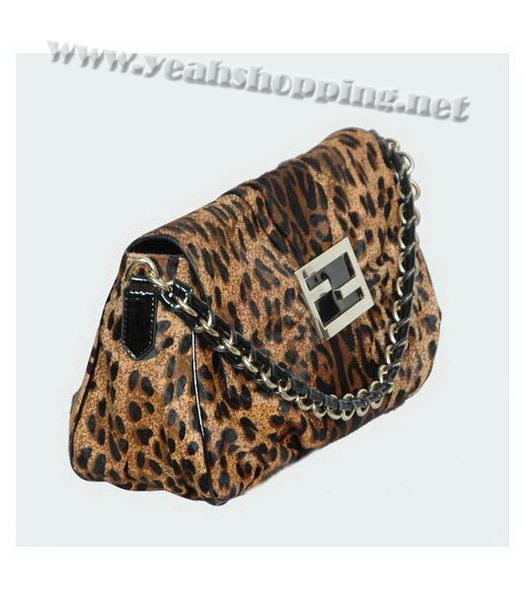 Fendi Coffee Leopard Pattern Horsehair Tote Bag-1