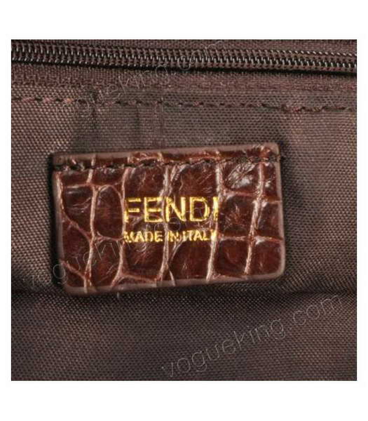 Fendi Coffee Python with Croc Veins Leather Shoulder Bag-4