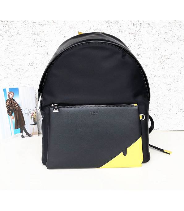 Fendi Corner Bugs Black Nylon With Original Leather Backpack