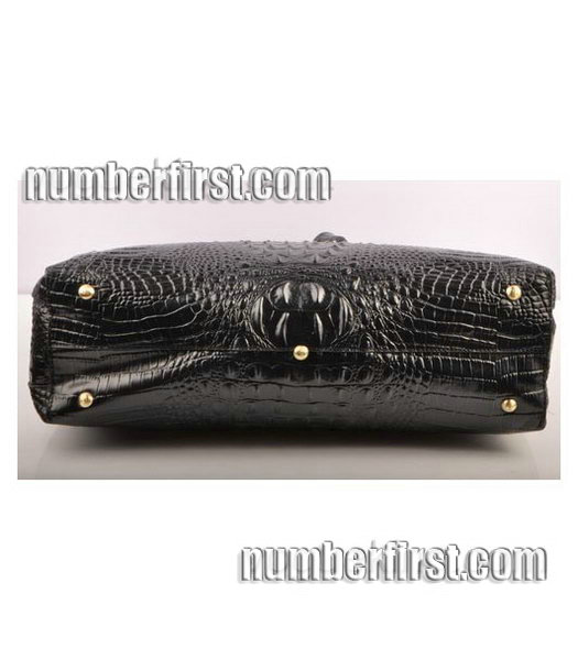 Fendi Croc Veins Calfskin Leather Handbag Black-3