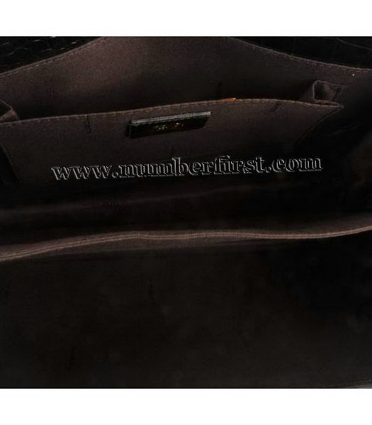 Fendi Croc Veins Leather Chain Bag Black-4