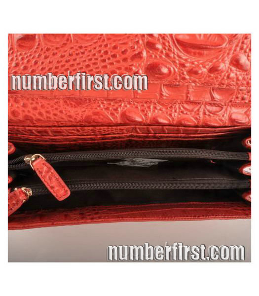 Fendi Croc Veins Leather Small Chain Shoulder Bag Red-6