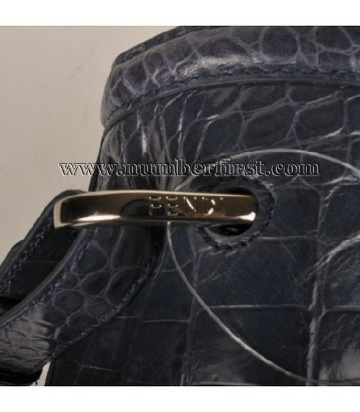 Fendi Croc Veins Leather Small Tote Bag Light Blue -5