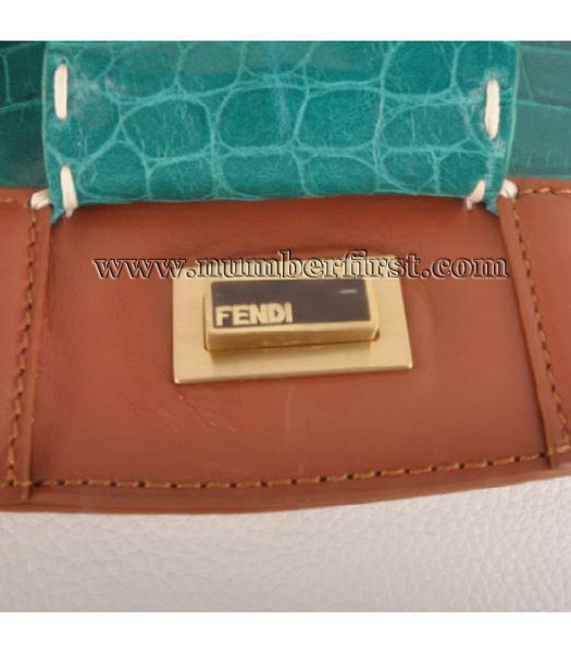 Fendi Croc Veins Leather Tote Bag Offwhite-4