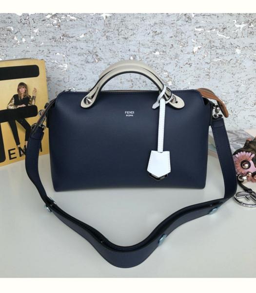 Fendi Dark Blue Original Leather 28cm Medium By The Way Bag
