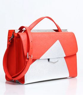 Fendi Demi Jour Orange/Silver Cross Veins Leather Small Shoulder Bag