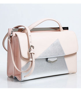 Fendi Demi Jour Pink/Silver Cross Veins Leather Small Shoulder Bag