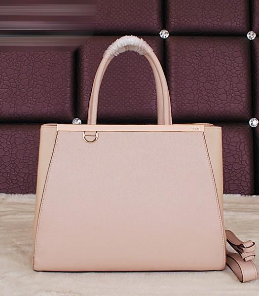 Fendi Embossed Original Cross Veins Leather Handbag 8935 In Nude Pink
