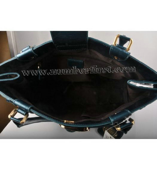 Fendi Embossed Patent Leather Belt Tote Bag Blue-5