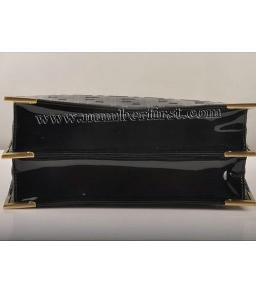 Fendi Embossed Patent Leather Chain Bag Black-3