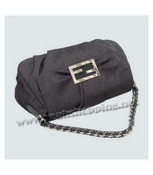 Fendi F Canvas Messenger Bag with Black Leather Trim-4