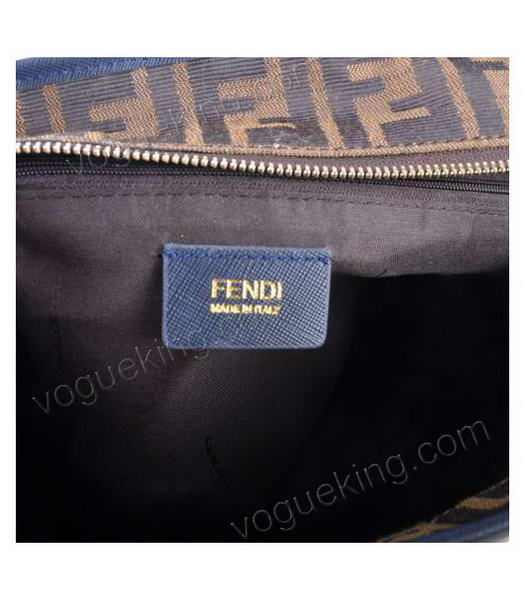 Fendi F Fabric With Blue Leather Shoulder Bag-6
