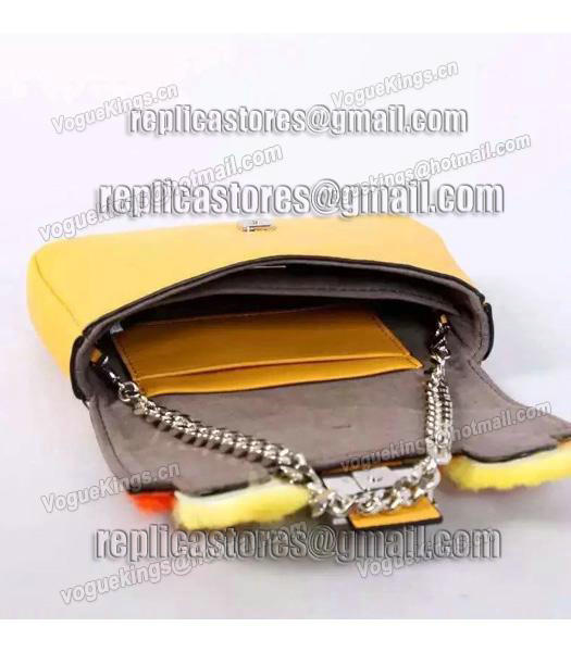Fendi Fashion Lambskin Leather Little Birds Shoulder Bag Yellow-4