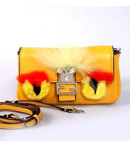 Fendi Fashion Lambskin Leather Little Birds Shoulder Bag Yellow