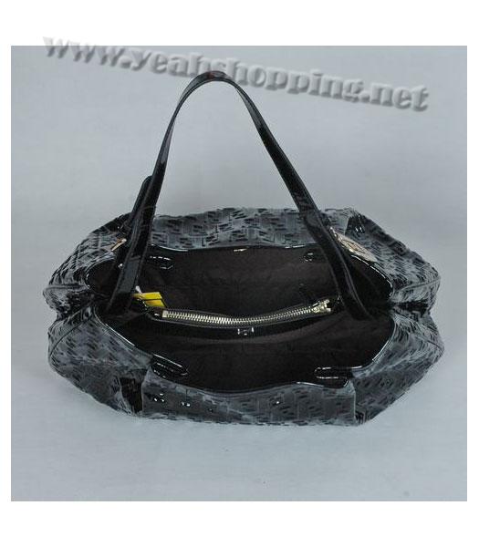 Fendi FF Embossed Hobo Bag Black Lambskin Patent-4