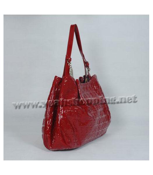 Fendi FF Embossed Hobo Bag Red Lambskin Patent-1