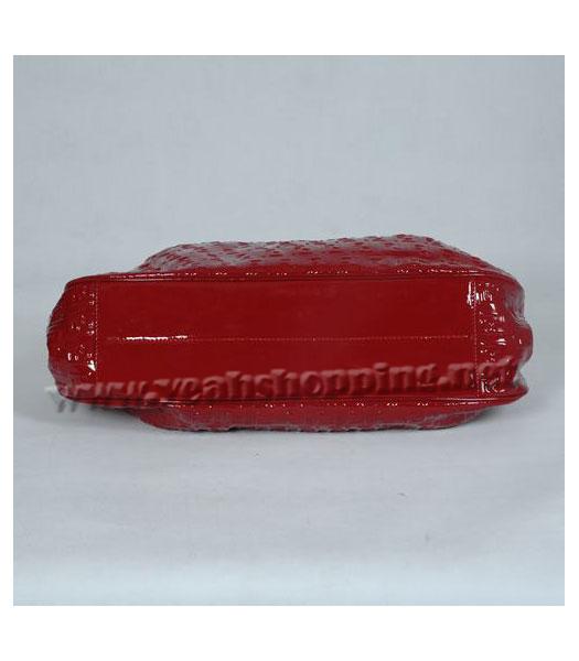 Fendi FF Embossed Hobo Bag Red Lambskin Patent-3