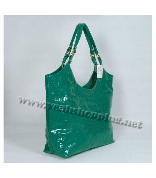 Fendi FF Embossed Shopper Bag Green Lambskin Patent-1