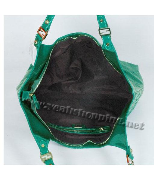 Fendi FF Embossed Shopper Bag Green Lambskin Patent-4