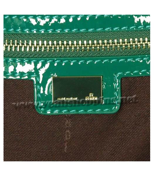 Fendi FF Embossed Shopper Bag Green Lambskin Patent-5