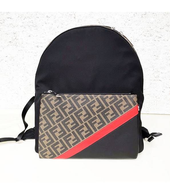 Fendi FF Motif Black Nylon With Original Leather Backpack