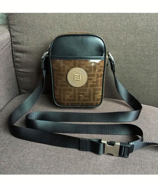 Fendi FF PVC With Black Original Leather 14cm Small Messenger Bag